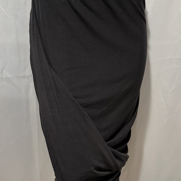 Black Draped Asymmetrical Knit Skirt - Picture 3 of 6